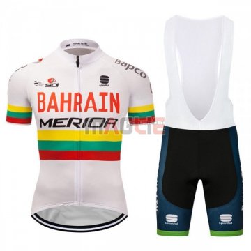 Maglia Bahrain Merida Campione Lituania Manica Corta 2018 Bianco