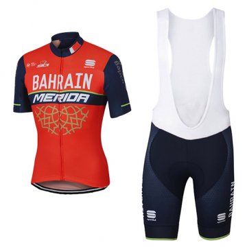 Maglia Bahrain Merida Manica Corta 2017 rojo e nero