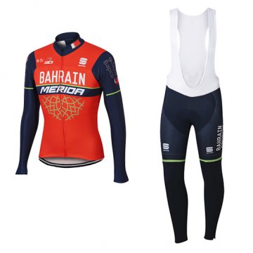 Maglia Bahrain Merida Manica Lunga 2017 rosso