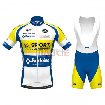 Maglia Sport Vlaanderen-Baloise Manica Corta 2020 Bianco Giallo Blu