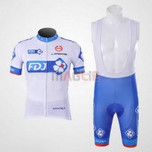 Maglia FDJ manica corta 2010 bianco e celeste