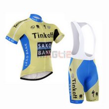 Maglia SaxoBank manica corta 2015 celeste e giallo