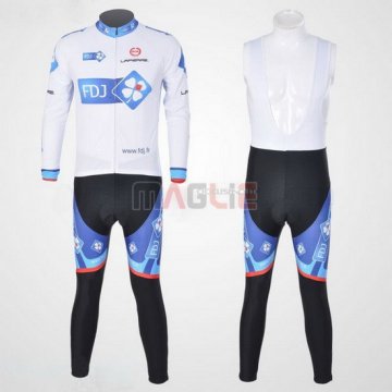 Maglia FDJ manica lunga 2010 bianco e celeste