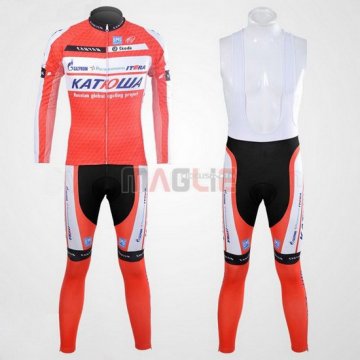 Maglia Katusha manica lunga 2012 bianco e arancione