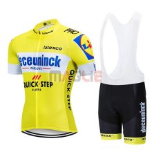 Maglia Deceuninck Quick Step Manica Corta 2019 Giallo Bianco