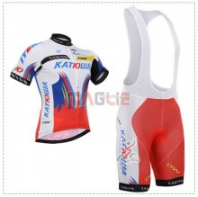 Maglia Katusha Manica Corta 2018 Bianco Blu Rosso