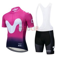 Maglia Movistar Manica Corta 2019 Nero Rosa