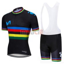 Maglia UCI Mondo Campione Movistar Manica Corta 2019 Nero