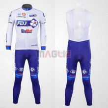 Maglia FDJ manica lunga 2012 bianco e celeste