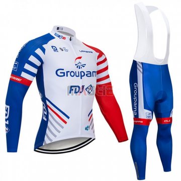 Maglia Groupama FDJ Manica Lunga 2018 Bianco Blu Rosso