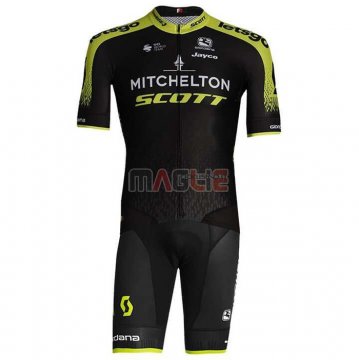 Maglia Mitchelton-Scott Manica Corta 2020 Nero Giallo