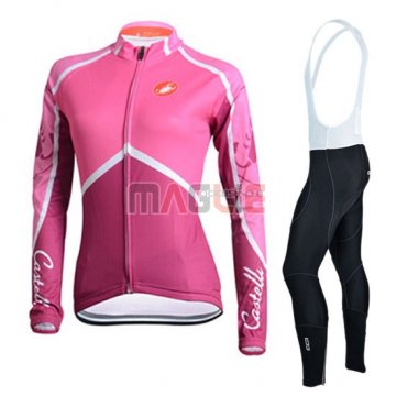 Donne Maglia Castelli manica lunga 2015 bianco e fuxia