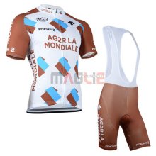 Maglia Ag2r manica corta 2015 marrone e bianco