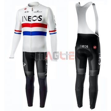 Maglia Ineos Campione UK Manica Lunga 2019 Bianco