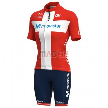 Maglia Donne Movistar Manica Corta 2021 Campione Danimarca