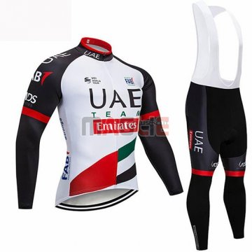 Maglia UCI Mondo Campione UAE Manica Lunga 2019 Bianco Nero Rosso