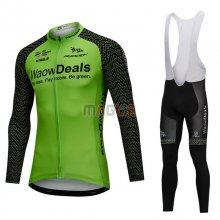 Maglia WaowDeals Manica Lunga 2018 Verde e Nero