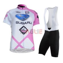 Donne Maglia Subaru manica corta 2011 bianco e fuxia