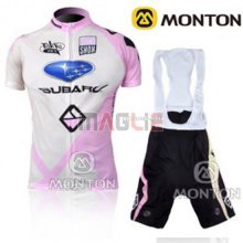 Donne Maglia Subaru manica corta 2011 fuxia e bianco