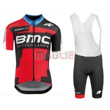 2018 Maglia BMC Rosso e Manica Corta Nero