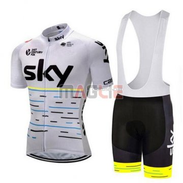 2018 Maglia Sky Manica Corta Bianco e Giallo