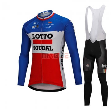 Maglia Lotto Soudal Manica Lunga 2018 Blu e Rosso