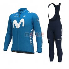 Maglia Movistar Manica Lunga 2020 Blu