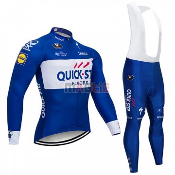 Maglia Quick Step Floors Manica Lunga 2018 Blu e Bianco