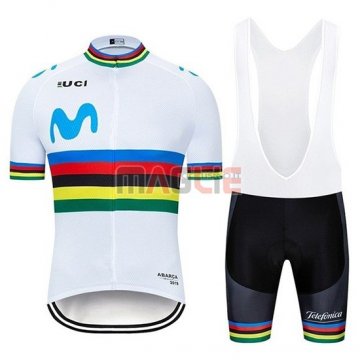 Maglia UCI Mondo Campione Movistar Manica Corta 2019 Bianco