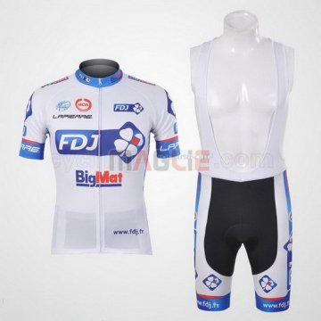 Maglia FDJ manica corta 2012 bianco e celeste