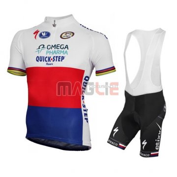 Maglia Quick Step manica corta 2014 bianco e blu