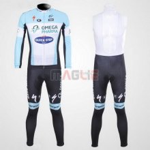 Maglia Quick Step manica lunga 2012 azzurro e bianco