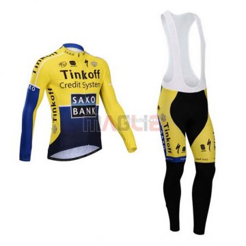 Maglia SaxoBank manica lunga 2014 blu e giallo