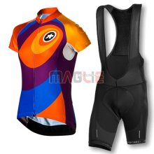 Maglia Donne Assos manica corta 2016 arancione e blu