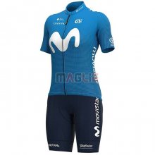 Maglia Donne Movistar Manica Corta 2020 Bianco Blu