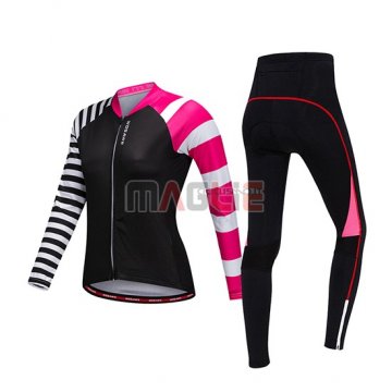 Maglia Donne Wosawe Manica Lunga 2019 Nero Bianco Rosa