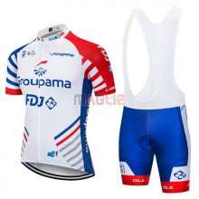 Maglia FDJ Manica Corta 2018 Bianco e Blu