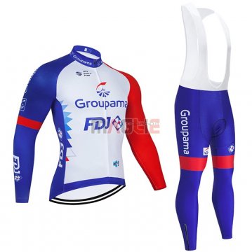 Maglia Groupama-FDJ Manica Lunga 2021 Blu Bianco Rosso