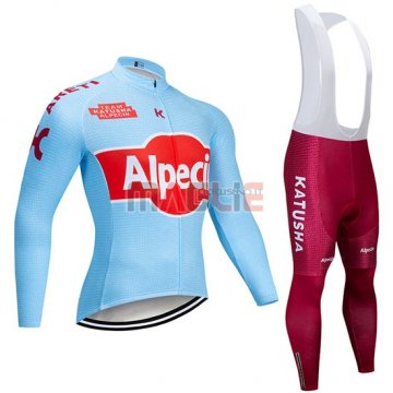 Maglia Katusha Alpecin Manica Lunga 2019 Blu Rosso