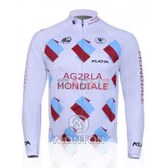 Maglia Ag2rla manica lunga 2011 bianco e rosso