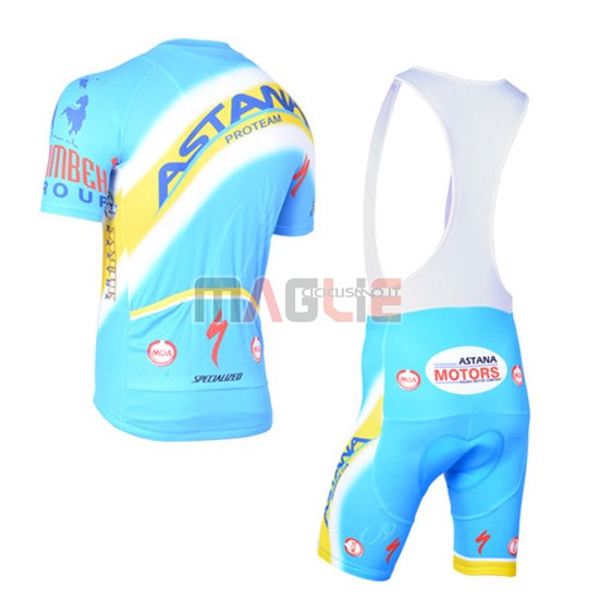 Maglia Astana manica corta 2014 azzurro e giallo