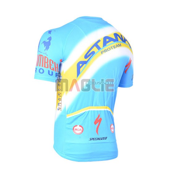 Maglia Astana manica corta 2014 azzurro e giallo