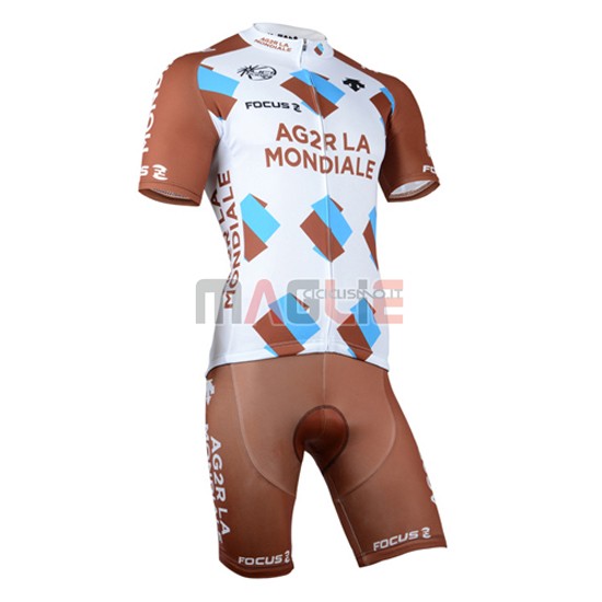 Maglia Ag2r manica corta 2015 marrone e bianco