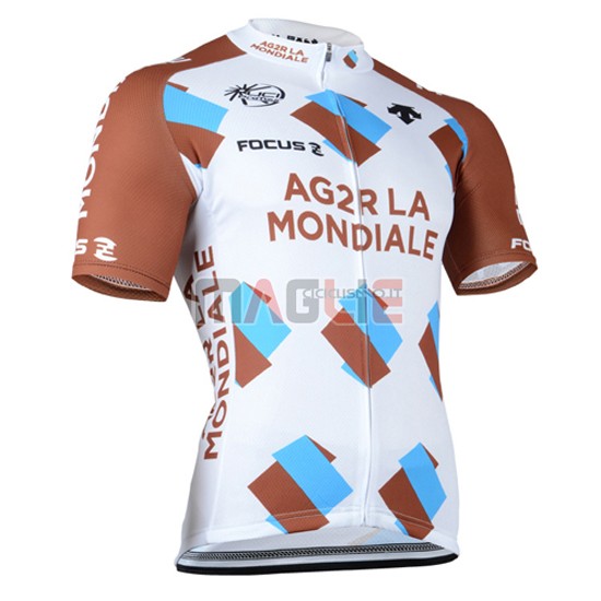 Maglia Ag2r manica corta 2015 marrone e bianco