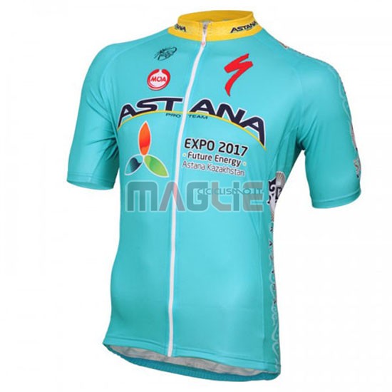 Maglia Astana manica corta 2016 celeste e giallo - Clicca l'immagine per chiudere