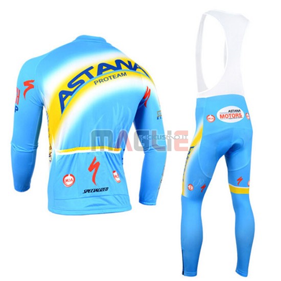 Maglia Astana manica lunga 2014 azzurro e giallo