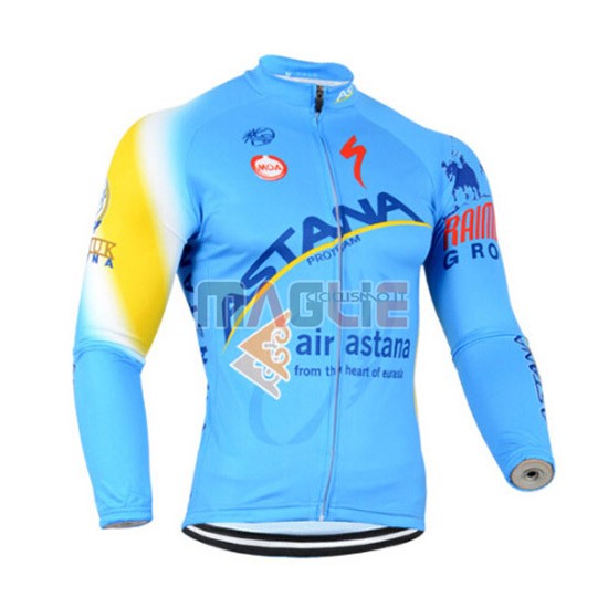Maglia Astana manica lunga 2014 azzurro e giallo