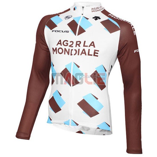 Maglia Ag2r manica lunga 2015 bianco e marrone - Clicca l'immagine per chiudere