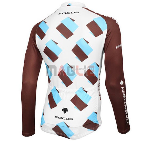 Maglia Ag2r manica lunga 2015 bianco e marrone