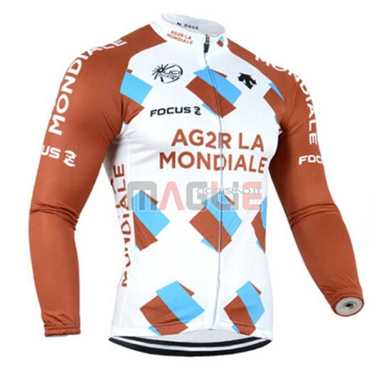 Maglia Ag2r manica lunga 2015 marrone e bianco